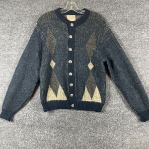 VTG Puritan‎ Citation Club Cardigan Sweater Mens 40 Medium Blue Mohair Wool 60s